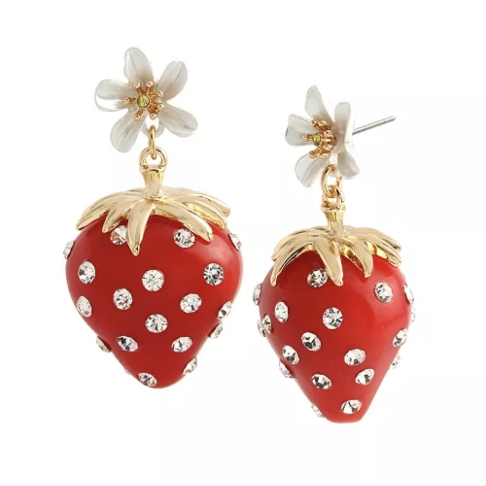 🆕 Strawberry Flower Drop Earrings 🍓 Betsey Johnson
